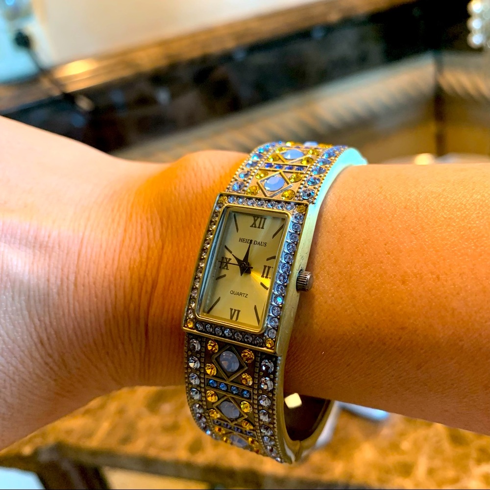 Vintage Heidi Daus gemstone Japan movt quartz bracelet watch